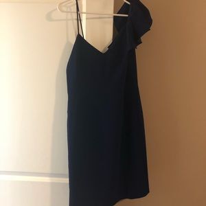 Club Monaco One Shoulder Dress In Navy